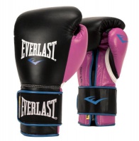 перчатки боксерские тренировочные everlast powerlock pu 12 унций, черно-розовые