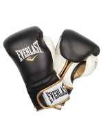 перчатки боксерские тренировочные everlast powerlock pu 16 унций, черно-белые